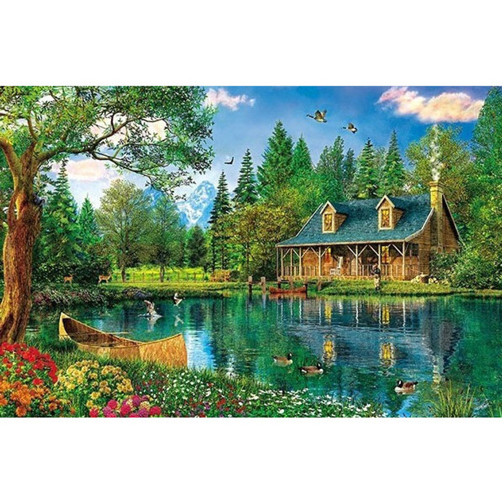 APPLEONE Jigsaw Puzzle 300-334 Dominic Davison Crystal Lake Cabin (300 Pieces)