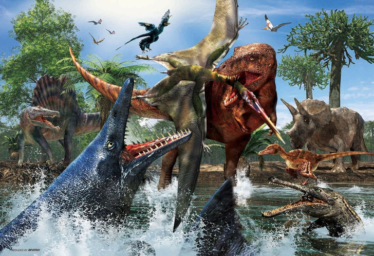 Beverly Jigsaw Puzzle L74-168 Dinosaur Tyrannosaurus Mosasaurus (150 L-Pieces) (4977524741688)