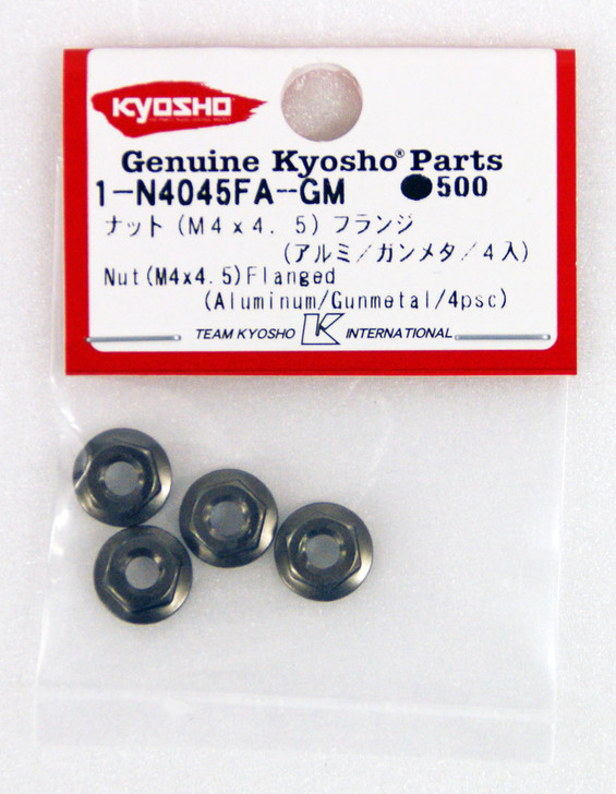 Kyosho 1-N4045FA-GM Nut (M4x4.5) Flanged (Aluminum/Gunmetal/4pcs)