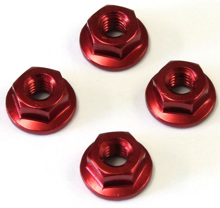 Kyosho 1-N4045FA-R Nut (M4x4.5) Flanged (Aluminum/Red/4pcs) (4548565287239)