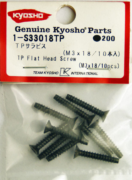 Kyosho 1-S33018TP TP Flat Head Screw (M3x18/10pcs) (4548565141623)