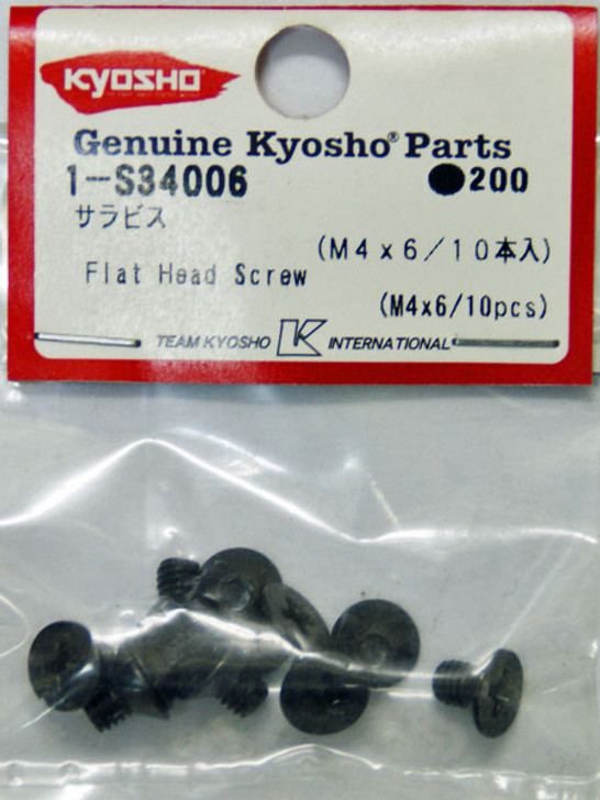 Kyosho 1-S34006 Flat Head Screw (M4x6/ 10 pcs)