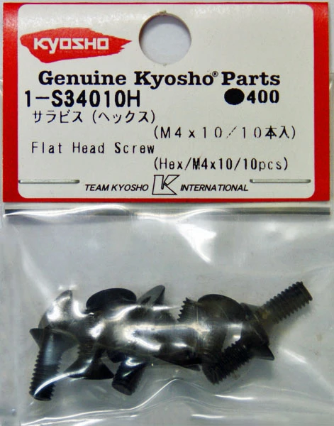 Kyosho 1-S34010H Flat Head Screw(Hex/M4x10/10pcs)
