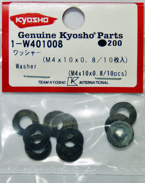 Kyosho 1-W401008 Washer (M4x10x0.8/10pcs) (4548565141982)