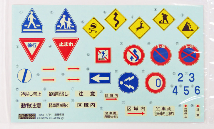 Fujimi GT09 110639 Garage & Tool Series Japanese Road Signs 1/24 Scale Kit (4968728110639)