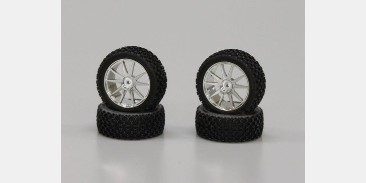 Kyosho IHTH03SM X-Pattern Tire With Wheel(Chrome Plated)