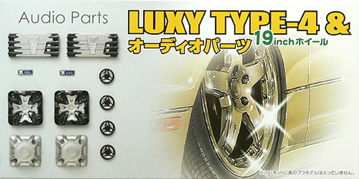 Aoshima 43110 LUXY TYPE-4 19 inch Wheel & Audio Parts Set 1/24 Scale Kit