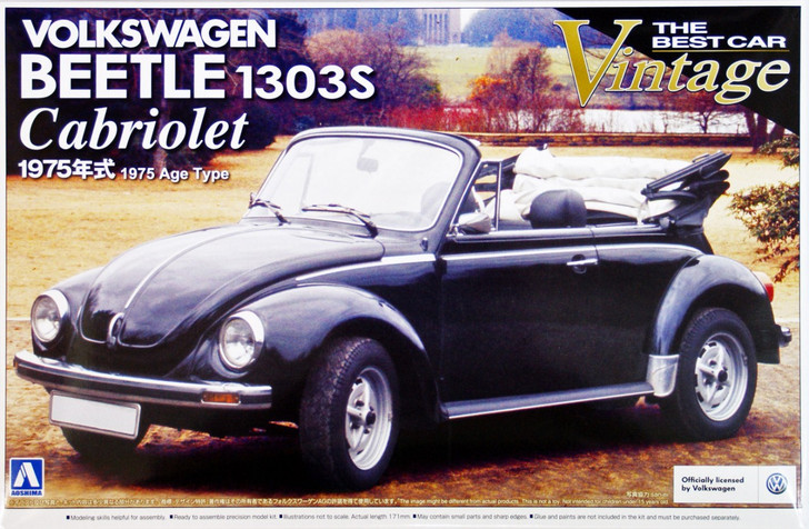 Aoshima 47798 Volkswagen Beetle 1303S Cabriolet 1/24 Scale Kit (4905083047798)
