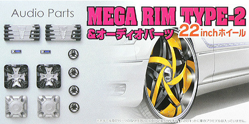 Aoshima 48078 MEGA RIM TYPE-2 22 inch Wheel & Audio Parts Set 1/24 Scale Kit (4905083048078)