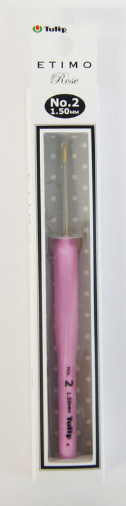 Tulip TEL-02 ETIMO Rose Steel Lace Crochet Hook with Cushion Grip No.2 (1.50mm)