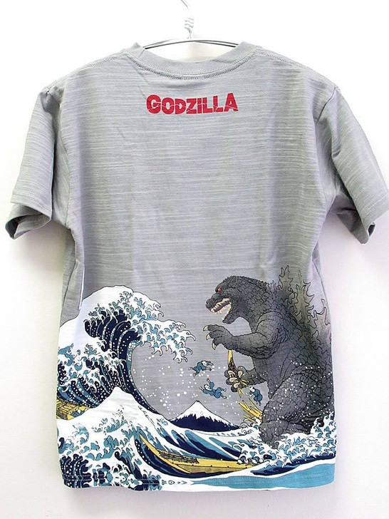 Folcart 630877 Printing T-shirt 36 Views of Mount Fuji and Giant Monster GY L