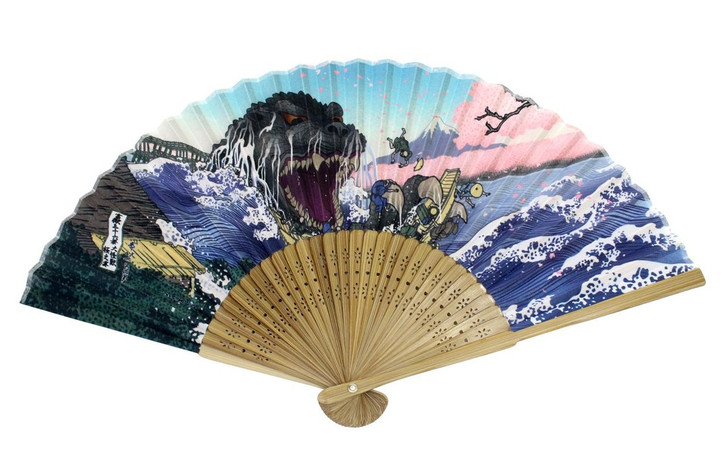 Folcart 630426 Japanese Folding Fan Godzilla & Sakura