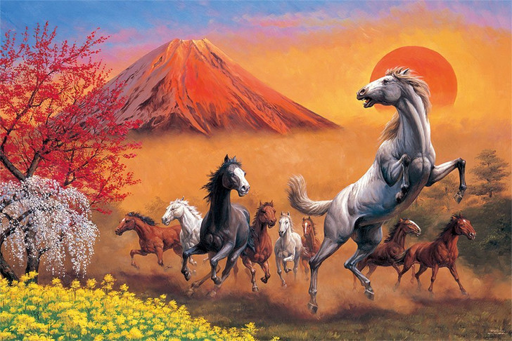 Yanoman Jigsaw Puzzle 10-1320 Japanese Art Tatsuji Kajita Fugaku Shoma Horses (1000 Pieces)