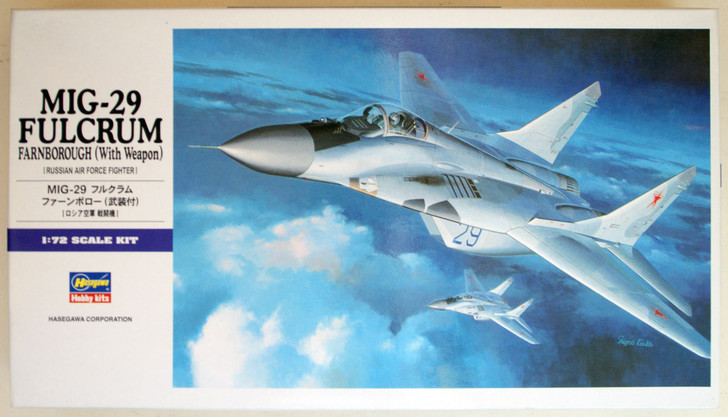 Hasegawa E11 MIG-29 FULCRUM FARNBOROUGH with Weapon 1/72 Scale Kit (4967834015418)