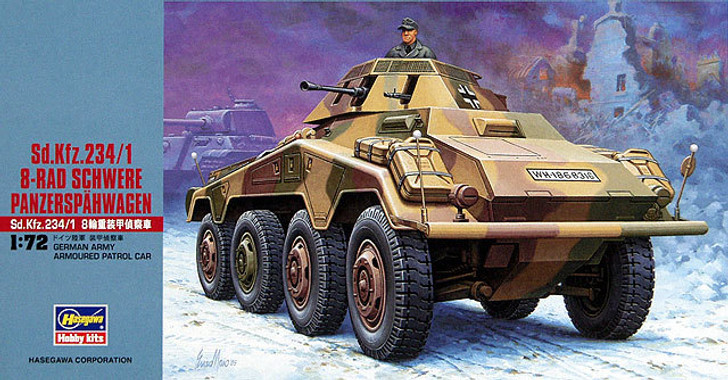 Hasegawa MT53 Sd.Kfz 234/1 SCHWERE PANZERSPAHWAGEN 1/72 Scale Kit (4967834312531)