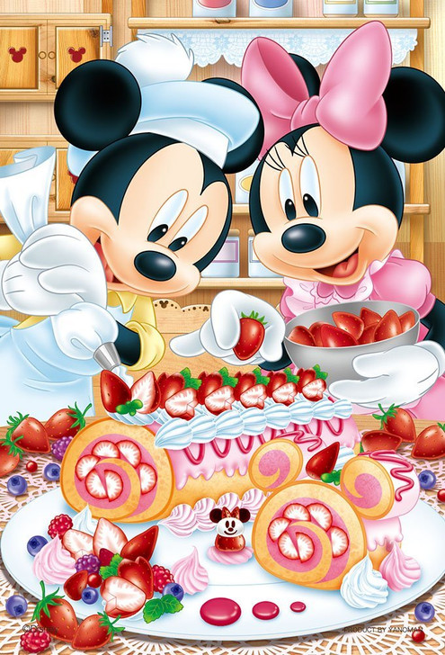 Yanoman Jigsaw Puzzle 99-445 Disney Mickey Minnie Berry Berry Roll Cake (99 Small Pieces)