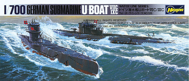 Hasegawa Waterline 901 German U-Boat 7C/9C Submarine 1/700 Scale Kit (4967834499010)