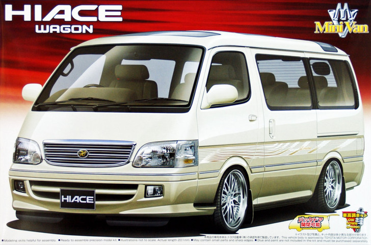 Aoshima 49372 Toyota Hiace Wagon Super Custom with option wheel 1/24 Scale Kit (4905083049372)