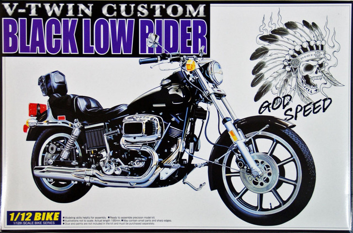 Aoshima Naked Bike 86 00649 Black Low Rider (V-Twin Custom) 1/12 Scale Kit (4905083000649)