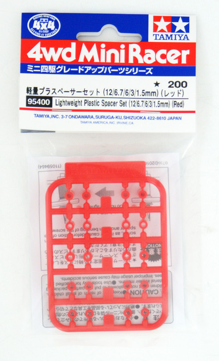 Tamiya 95400 Mini 4WD Light Weight Plastic Spacer Set 12/6.7/6/3/1.5mm (Red)