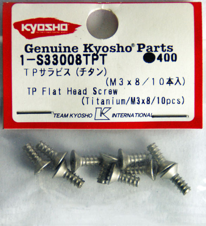 Kyosho 1-S33008TPT TP Flat Head Screw (Titanium/M3x8/10pcs)