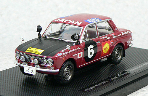 Ebbro 43662 Nissan Bluebird 410 Safari Rally (Red) 1/43 Scale (4526175436629)