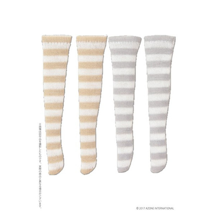 Azone PIC191-ASB 1/12 Border Socks B Set White x Beige, White x Gray