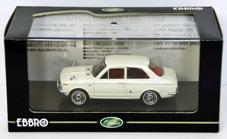 Ebbro 43893 TOYOTA COROLLA 110 1966 White 1/43 Scale (4526175438937)
