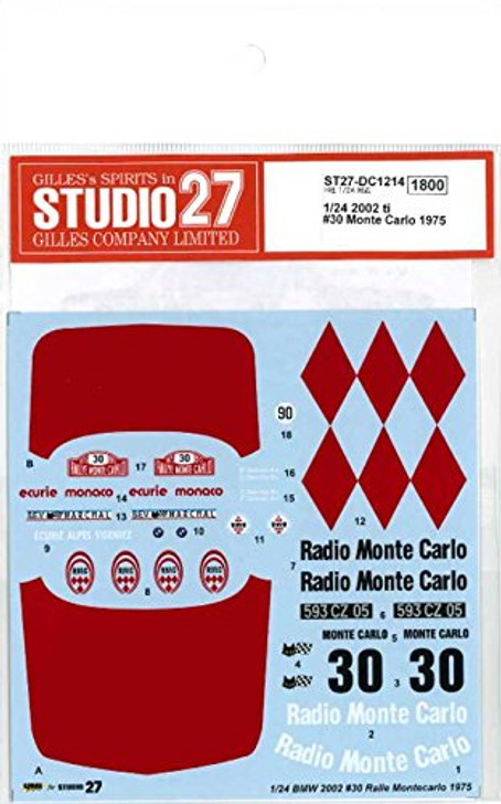 Studio27 ST27-DC1214 2002 ti #30 Monte Carlo 1975 Decal for Hasegawa 1/24