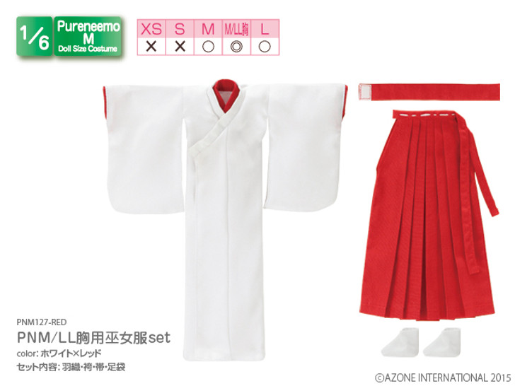 Azone PNM127-RED 1/6 Pure Neemo M LL Bra Size Miko Shrine Maiden Costume White x Red