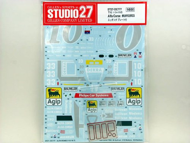 Studio27 ST27-DC777 Alfa Corse #0/#10/#33 Decal w/Etching Plate 1/24 Scale