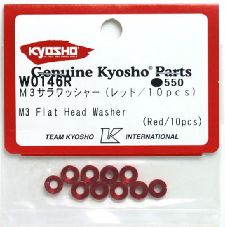 Kyosho W0146R M3 Flat Head Washer (Red/10pcs)