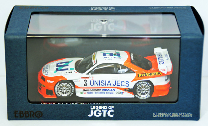 Ebbro 44255 Unisia Jecs Skyline Jgtc 1998 Hdf (White/Orange) 1/43 Scale (4526175442552)