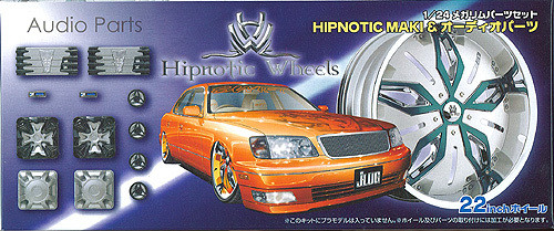 Aoshima 50408 HIPNOTIC MAKI 22 inch Wheel & Audio Parts Set 1/24