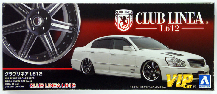 Aoshima 46449 CLUB LINEA L612 20 inch Wheel & Tire Set 1/24 Scale Kit (4905083046449)