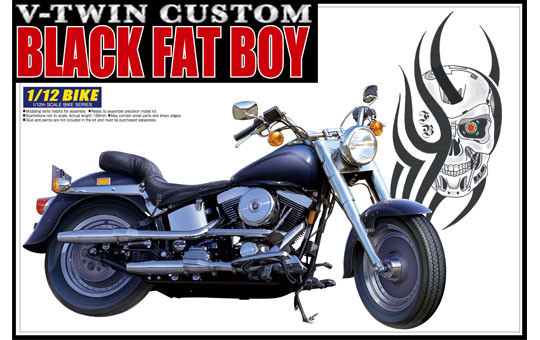 Aoshima Naked Bike 89 02520 Black Fat Boy (V-Twin Custom) 1/12 Scale Kit (4905083002520)
