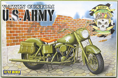 Aoshima Naked Bike 91 02629 U.S. Army Type (V-Twin Custom) 1/12 Scale Kit (4905083002629)