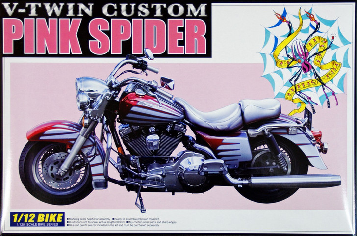 Aoshima Naked Bike 94 03497 Pink Spider (V-Twin Custom) 1/12 Scale Kit (4905083003497)