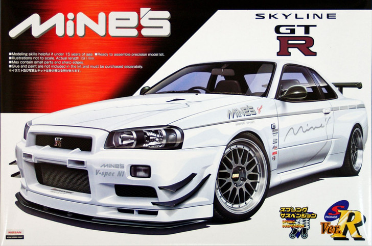 Aoshima 47071 Nissan Skyline GT-R (R34) Mine's 1/24 Scale Kit