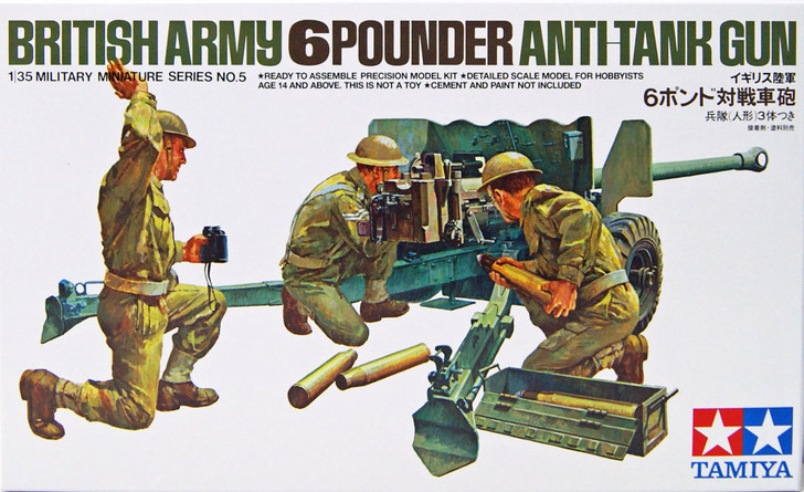 Tamiya 35005 British Army 6-Pounder Anti-Tank Gun 1/35 scale kit