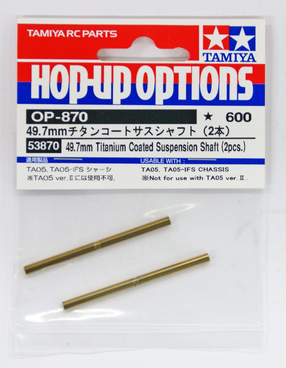 Tamiya 53870 (OP870) TA05 49.7 mm Titanium Sus Shaft (2 Pcs)