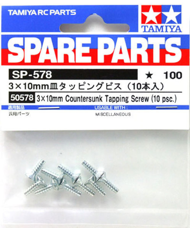 Tamiya 50578 (SP578) 3 x 10mm Countersunk Tapping Screw