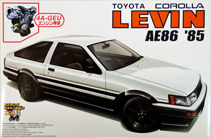 Aoshima 39359 Toyota Corolla Levin AE86 1985 with 4A-GEU Engine 1/24 Scale Kit (4905083039359)
