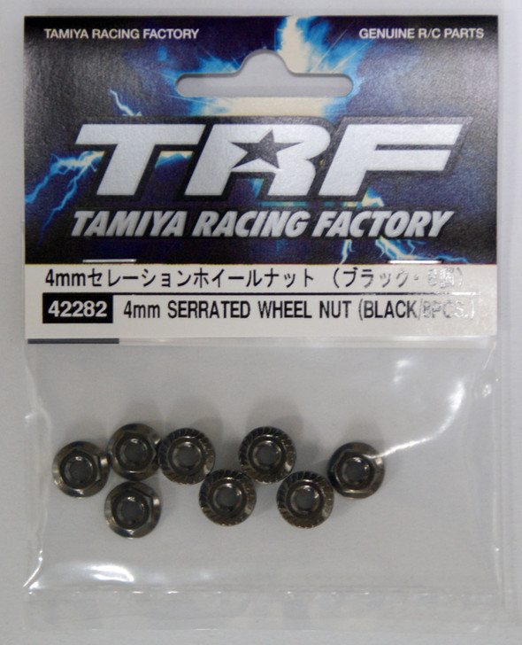 Tamiya 42282 4 mm Serrated Wheel nut (Black / 8 pcs)