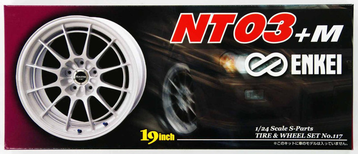 Aoshima 05552 Tire & Wheel Set ENKEI NT03+M 19 inch 1/24 Scale Kit (4905083005552)