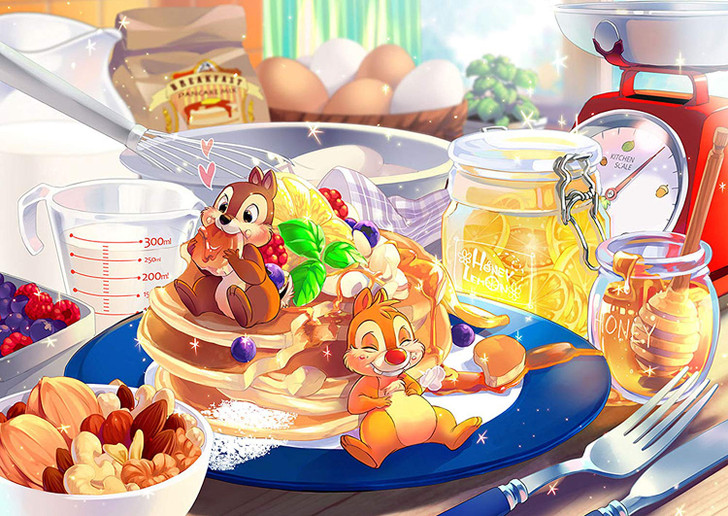 Disney - taishi Tenyo Japan Jigsaw Puzzle D-300-286 Disney Chip & Dale Pancake