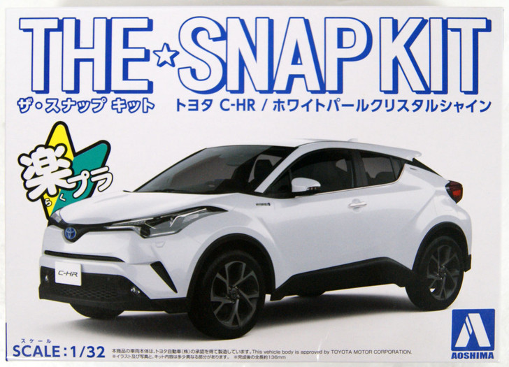 Aoshima 56349 06-A Toyota C-HR (White Pearl Crystal Shine) 1/32 Scale Pre-painted Snap-fit Kit