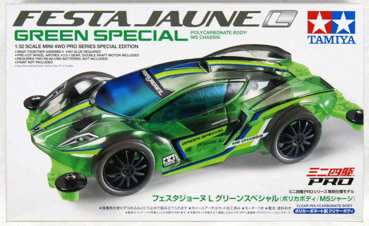 Tamiya 95485 Mini 4WD Festa Jaune L Green SP Polycarbonate Body MS Chassis 1/32