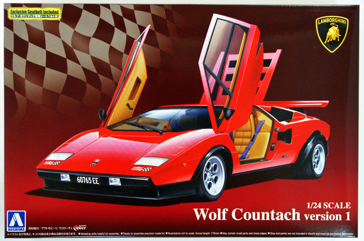 Aoshima 49600 Lamborghini Countach Wolf Countach Version 1 1/24 Scale Kit (4905083049600)