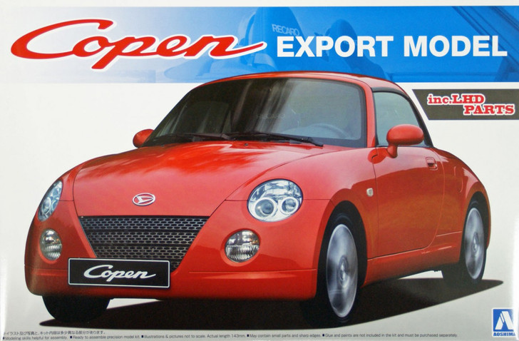 Aoshima 08010 Daihatsu Copen Export Model (inc. LHD parts) 1/24 Scale Kit (4905083008010)